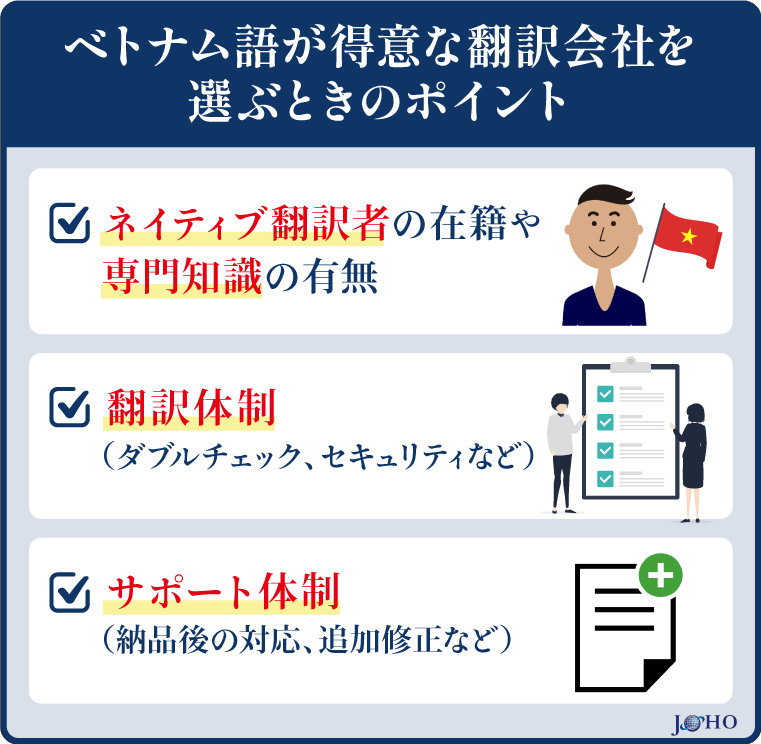 ベトナム語が得意な翻訳会社を選ぶときのポイント